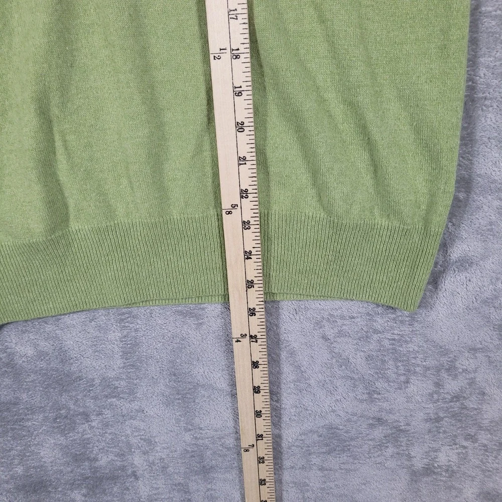 Banana Republic Sweater Mens Medium Green Cashmere V-Neck Solid Long Sleeve